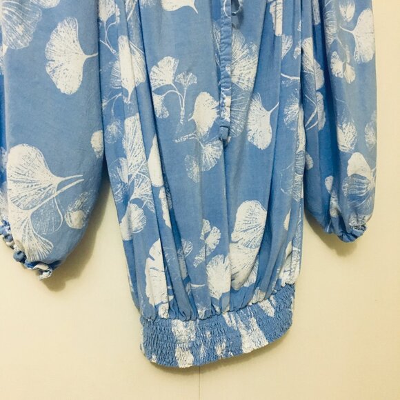 Silverwood Qualicum Beach Ruched Sky Blue Boho Top - Picture 5 of 15